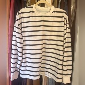 Unlisted White and Black Striped Long Sleeve Tee
